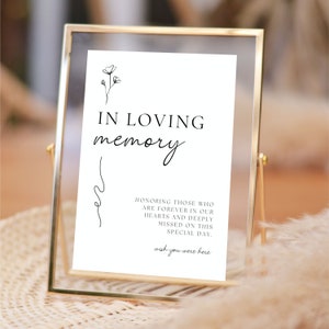 In Loving Memory Sign Template 8x10 | Loving Memory Sign | Memory Wedding Sign | Modern Minimalist | Editable Template