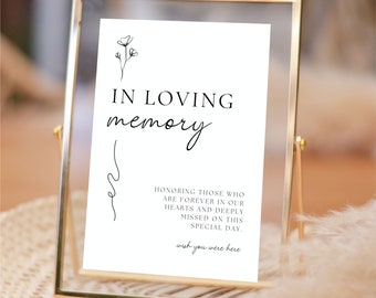 In Loving Memory Sign Template 8x10 | Loving Memory Sign | Memory Wedding Sign | Modern Minimalist | Editable Template