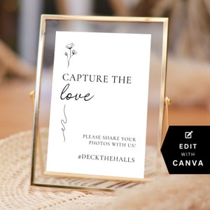 Photo Sharing Wedding Sign | Wedding Photo Signs | Share The Love Hashtag | Capture The Love | Wedding Reception Table Sign | GRACE