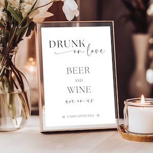Beer and Wine Sign Wedding | Wedding Open Bar Sign | Beer And Wine Are On Us Sign | Wedding Reception Bar Menu | Digital Templates & PDFs