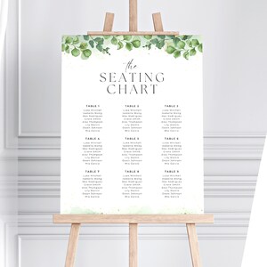 Wedding Seating Chart Eucalyptus | Find Your Seat | Seating Chart Sign | Wedding Seating Plan | Canva Template Instant Download
