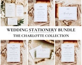 Elegant Wedding Bundle, Classic Wedding Invitation Set, Minimal Monogram Wedding Stationery, Editable Templates, Instant Download, CHARLOTTE