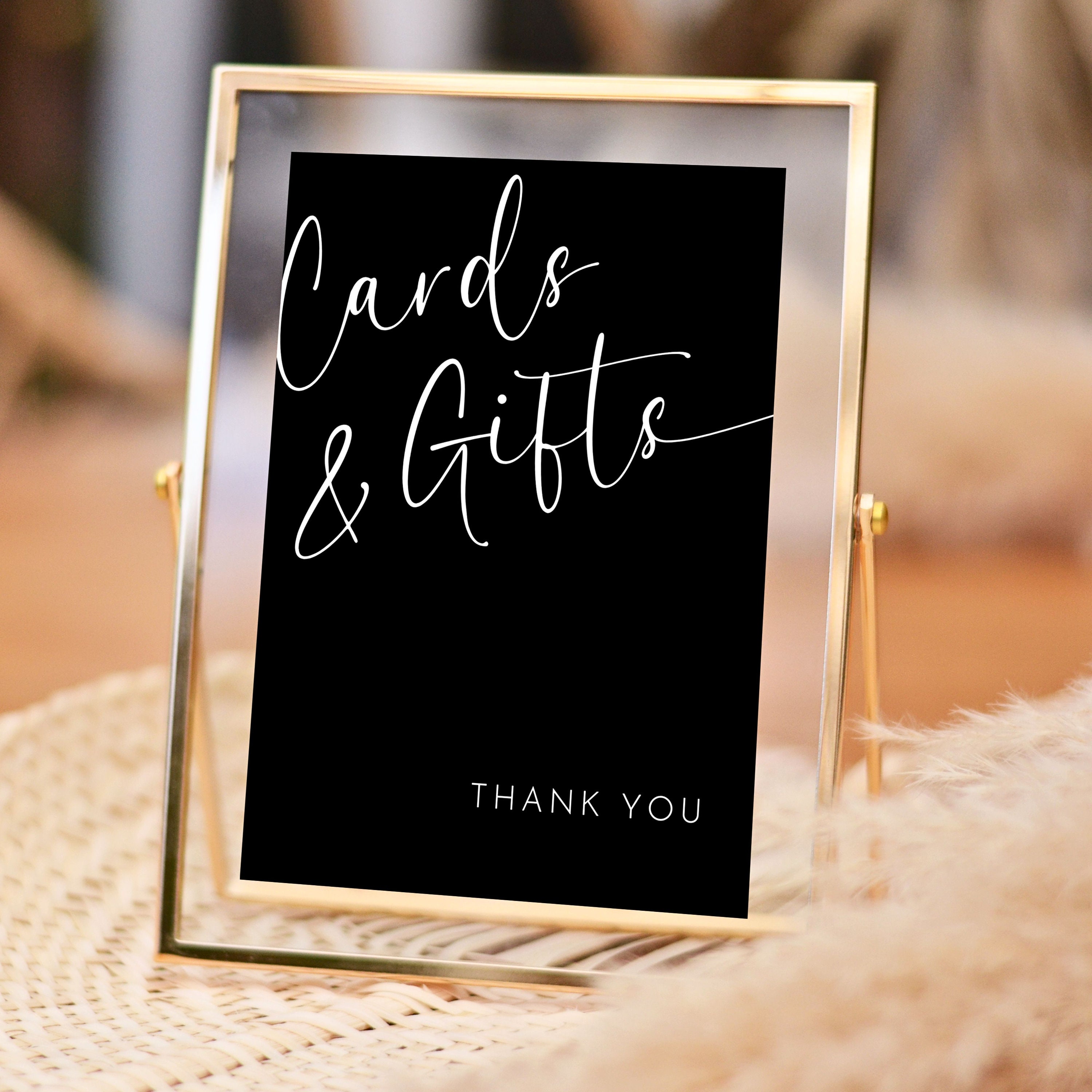 Modern Wedding Cards and Gifts Sign, Black Wedding Reception Decor ...