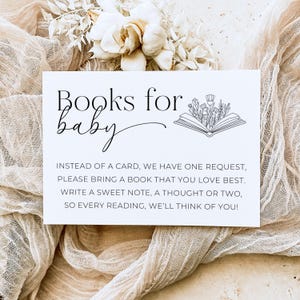 Livres imprimables pour carte d'invitation de baby shower, livres minimalistes modernes pour demande de bébé, demande de livre bibliothèque de bébé, téléchargement immédiat