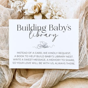 Livres minimalistes modernes pour invitation de baby shower, carte d'insertion imprimable, livres pour demande de bébé, demande de livre pour bibliothèque de bébé, téléchargement immédiat