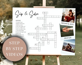 Custom Wedding Crossword Extra Large Sip And Solve Puzzle With Photos Giant Puzzle Custom Crossword Template Wedding Guest Games