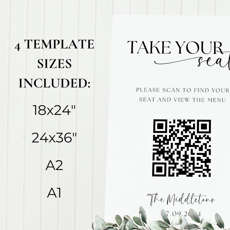 QR Code Wedding Seating Chart Modern Digital Seating Chart Plan Table Plan QR Code Scannable Find Your Seat Sign Instant Download image 6