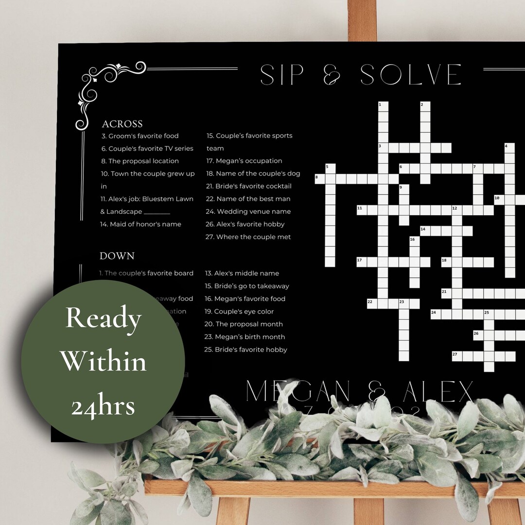 Art Deco Custom Crossword Puzzle Fully Editable Game Wedding Art Deco Custom Crossword Puzzle Fully Editable Game Wedding