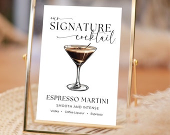 Espresso Martini Signature Drink Sign | Signature Drink Decor | Wedding Bar Sign | Bar Cart Decor | Signature Cocktail | Instant Download
