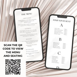 QR Code Wedding Seating Chart Modern Digital Seating Chart Plan Table Plan QR Code Scannable Find Your Seat Sign Instant Download image 4