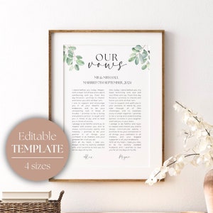 Wedding Vow Artwork | Custom Wedding Vow Print | His And Her Vows Keepsake |  Wedding Gift, Anniversary Gift | Personalized Vows Print
