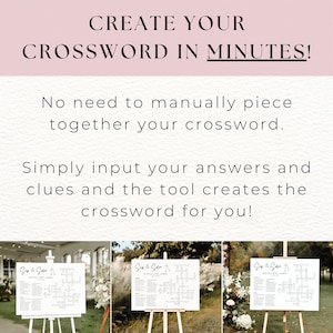 Custom Wedding Crossword Extra Large Minimalist Sip And Solve Puzzle For Wedding Giant Puzzle Custom Crossword Template Wedding Guest Games