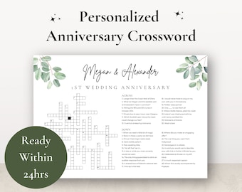 Benutzerdefinierte Jahrestag Kreuzworträtsel mit Eukalyptus | Personalisiertes Geschenk Hochzeitsgeschenk | Jubiläumsgeschenk | Jubiläumsgeschenke | Kundenspezifisches Kreuzworträtsel