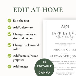 Classic Reception Party Invitation Monogram and Border Reception Invite Happily Ever After Party Invite Template CHARLOTTE image 3