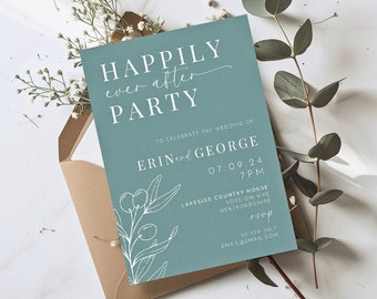 Reception Party Invitation | Wedding Elopement Reception Invite | Boho Reception Invite | Happily Ever After Party Invite Template OLIVE