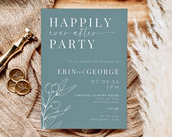 Reception Party Invitation | Wedding Elopement Reception Invite | Boho Reception Invite | Happily Ever After Party Invite Template OLIVE