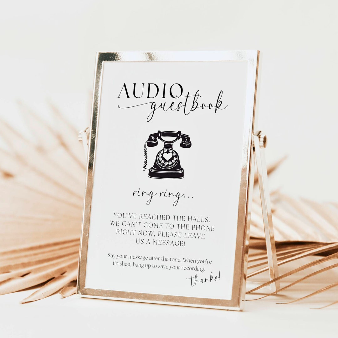 Telephone Guest Book Sign Template Wedding Audio Guestbook Leave Me A