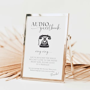 Telephone Guest Book Sign Template | Wedding Audio Guestbook | Leave Me A Message | Pick Up The Phone | Leave A Message After The Tone