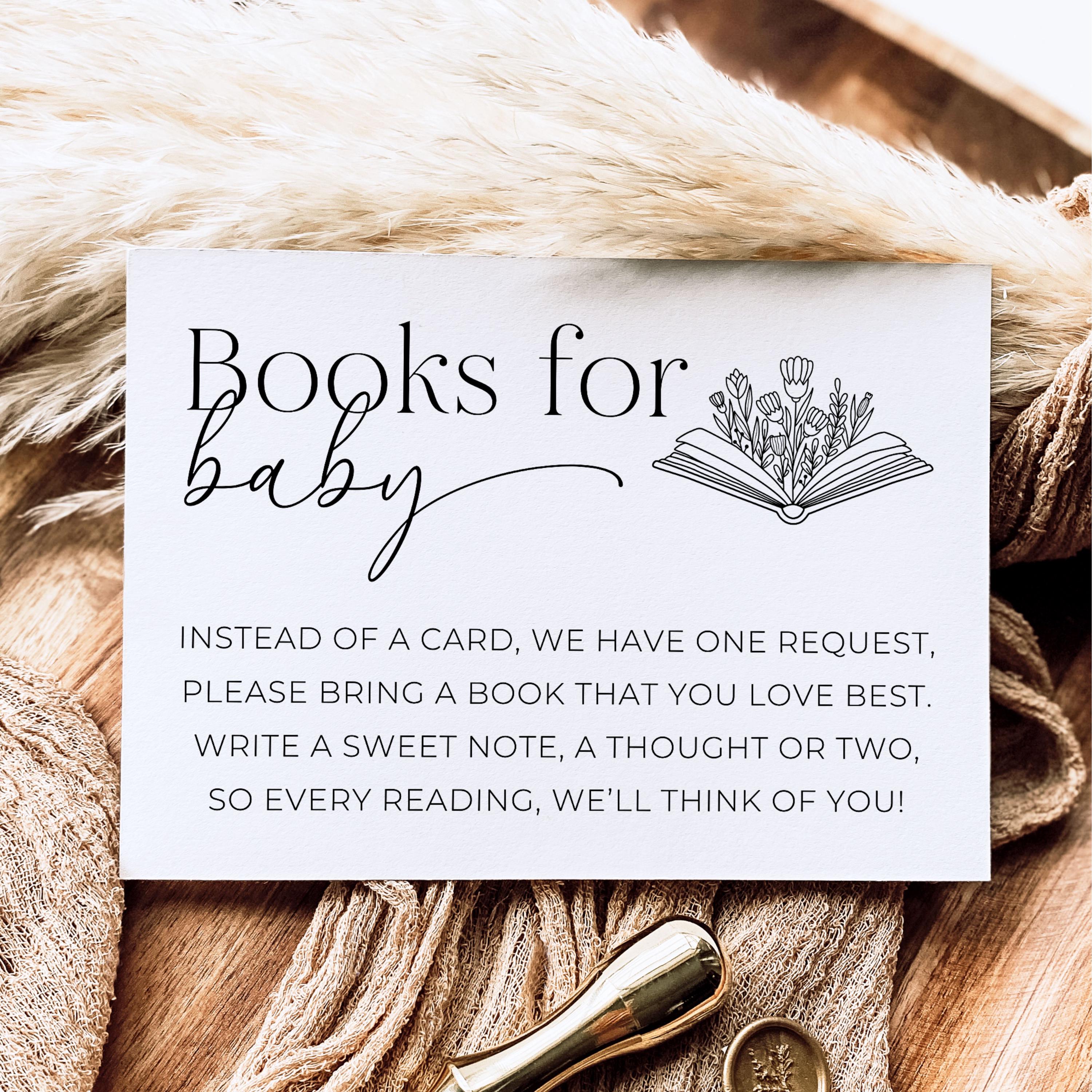 Printable Books for Baby Shower Invite Insert Card, Mordern Minimalist ...