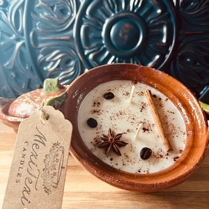 Cafe de Olla | Arroz con Leche| 7.50oz Cazuelita Soy Candle | Mexican Pottery | Reusable | Fall Fragrance | Soy Wax | Authentic Clay Pottery
