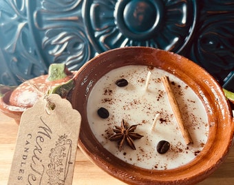 Cafe de Olla | Arroz con Leche| 7.50oz Cazuelita Soy Candle | Mexican Pottery | Reusable | Fall Fragrance | Soy Wax | Authentic Clay Pottery