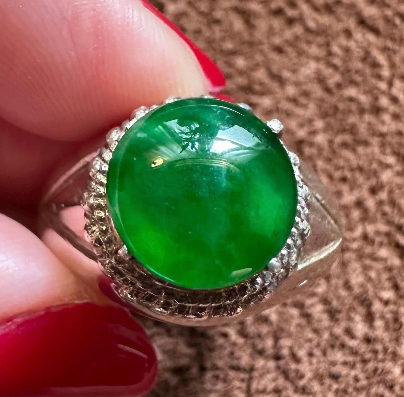Certified Natural Burmese Grade A Jadeite Jade Translucent Vivid Green Color loose gemstone, 9.8x9.78x2.1mm,15g