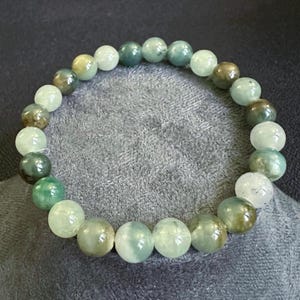 Natural Burmese Grade A Jadeite Jade (Light Green, Blue and Yellow mixed colors) Beaded Bracelets, Wrist Size 7in, beads size 8.9