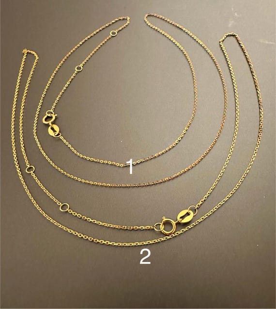 18k Solid Yellow Gold (AU750) Thin Chain Necklaces - Etsy