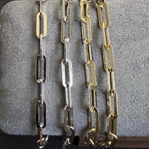 925 Sterling Silver Italy Paperclip Link Chain Bracelets (4.4mm) Rhodium and 14K yellow gold plated