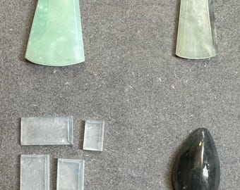 Natural Burmese Grade A Jadeite Jade Icy Transparent  light green, water and deep gray color Untreated Loose Gemstones