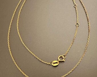 18k Solid Yellow Gold (AU750) Thin Chain Necklaces - Etsy