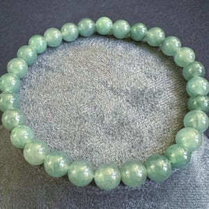 Natural Burmese Grade A Jadeite Jade Icy Blulish Green Color Beaded Bracelet, Wrist -Size 7, Beads size - 7mm