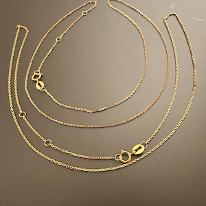 18k Solid Yellow Gold (AU750) Thin Chain Necklaces