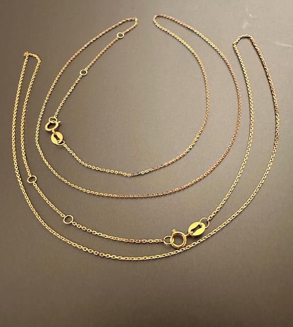 18k (Au750) ネックレスチェーン 18k Solid Yellow Gold (AU750) Thin Chain Necklaces - Etsy