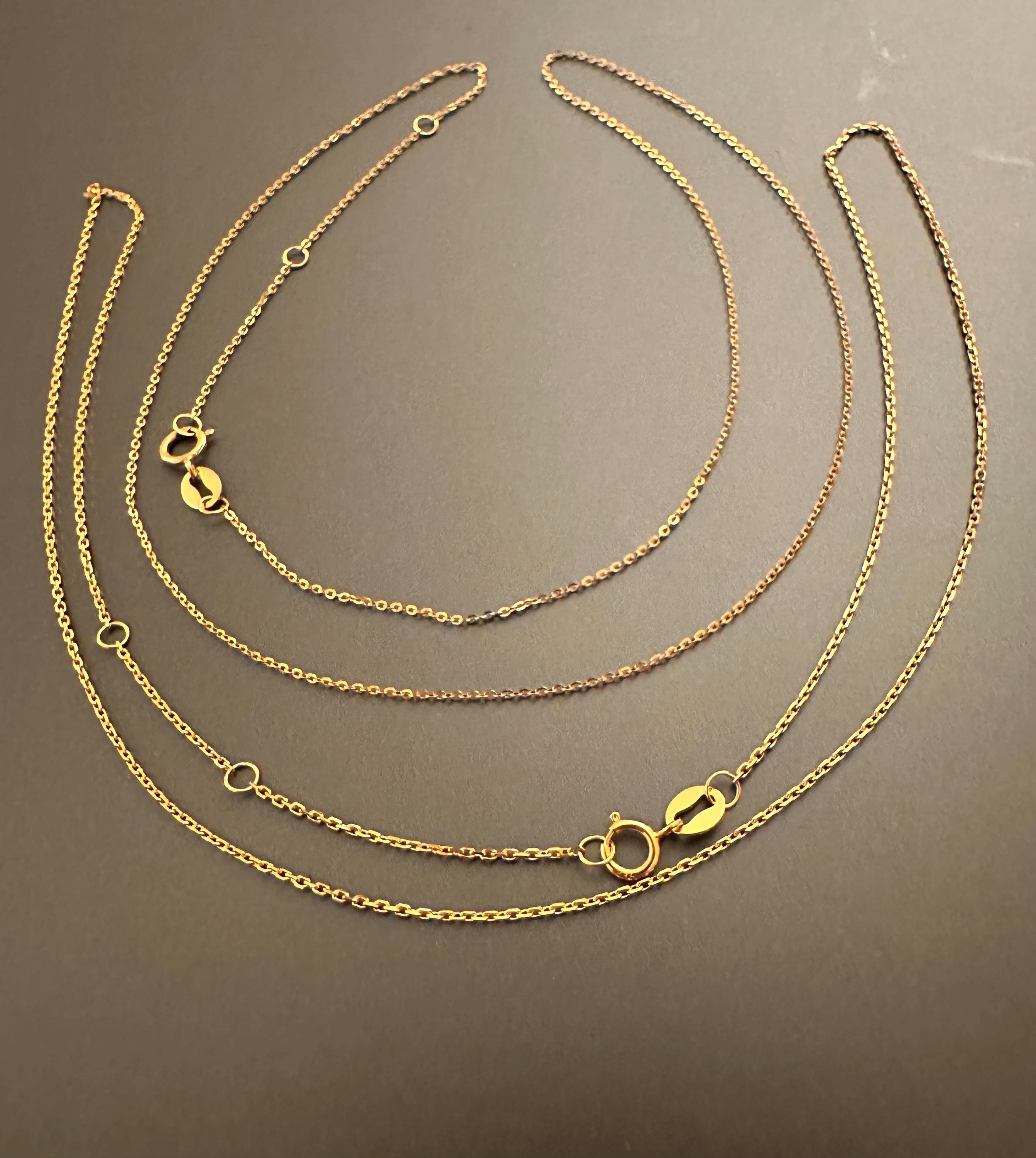18k Solid Yellow Gold (AU750) Thin Chain Necklaces - Etsy