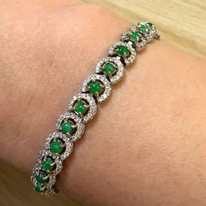 Natural Burmese jadeite Jade 925 Sterling Silver bracelet