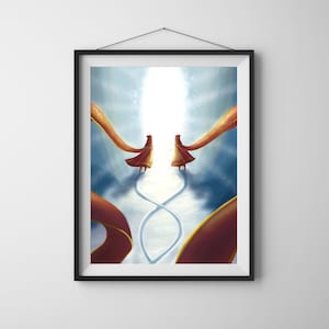 Art Poster - Journey&#39;s End, Journey Game Art Print (Paper Frame), Gift for Gamers, Whimsical Artwork Poster