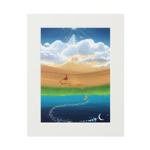 Art Poster - Journey into the Sky, Journey & Sky CotL Game Art Print (Paper Frame), Gift for Gamers, Whimsical Artwork Poster