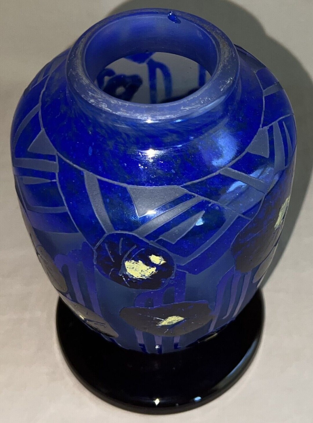 Rare Antique French Art Glass Schneider Floral Enamel Vase Etsy