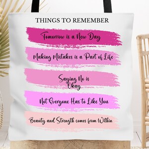 Beautiful  Things to Remember Tote Bag, Canvas Tote, Motivational Canvas Tote, Inspiration