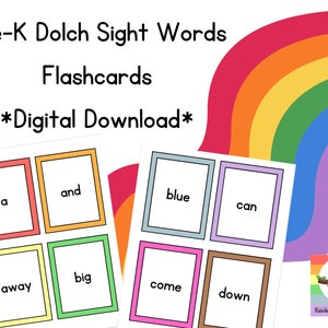 Pre-K Dolch Sight Words Flashcards-Printable