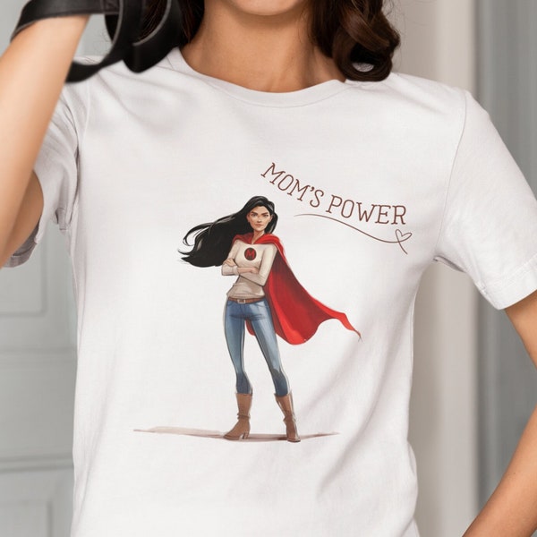 Mama Tshirt | Mama Power Tshirt | T-Shirt | Superkraft Tshirt | Muttertag Tshirt |Geschenk für Mama|Muttertag Geschenk|Dunkelhaar Mädchen T-Shirt