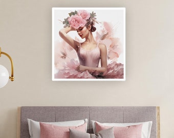 Watercolor Ballerina Rose, Printable Wall Art, Wall Art, Floral Art, Instant Digital Download