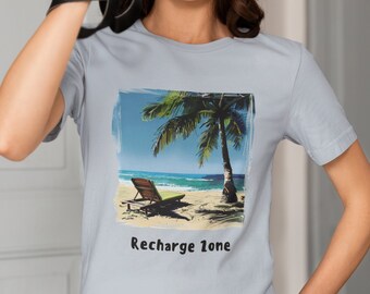 Recharge Zone Beach T-Shirt | Palm Tree Graphic Tee