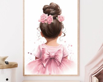 Pink Ballet Girl Nursery, Nursery Wall Art, Printable Digital Download
