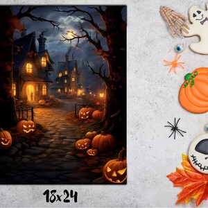 Digital Print |Halloween Poster |Halloween Wall Art |Room Wall Art |Room Wall Decor |Autumnal Street Wall Art |Pumpkins Poster|Printable Art