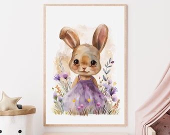 Bunny Nursery Art, Nursery Wall Art, Nursery Decor, Printable Digital Download