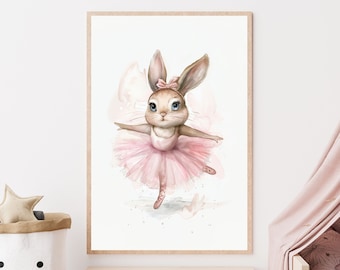 Ballerina Bunny, Nursery Wall Art, Digital Poster, Printable Digital Download