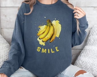 Banana Smile Graphic Sweatshirt | Positive Vibes Pullover