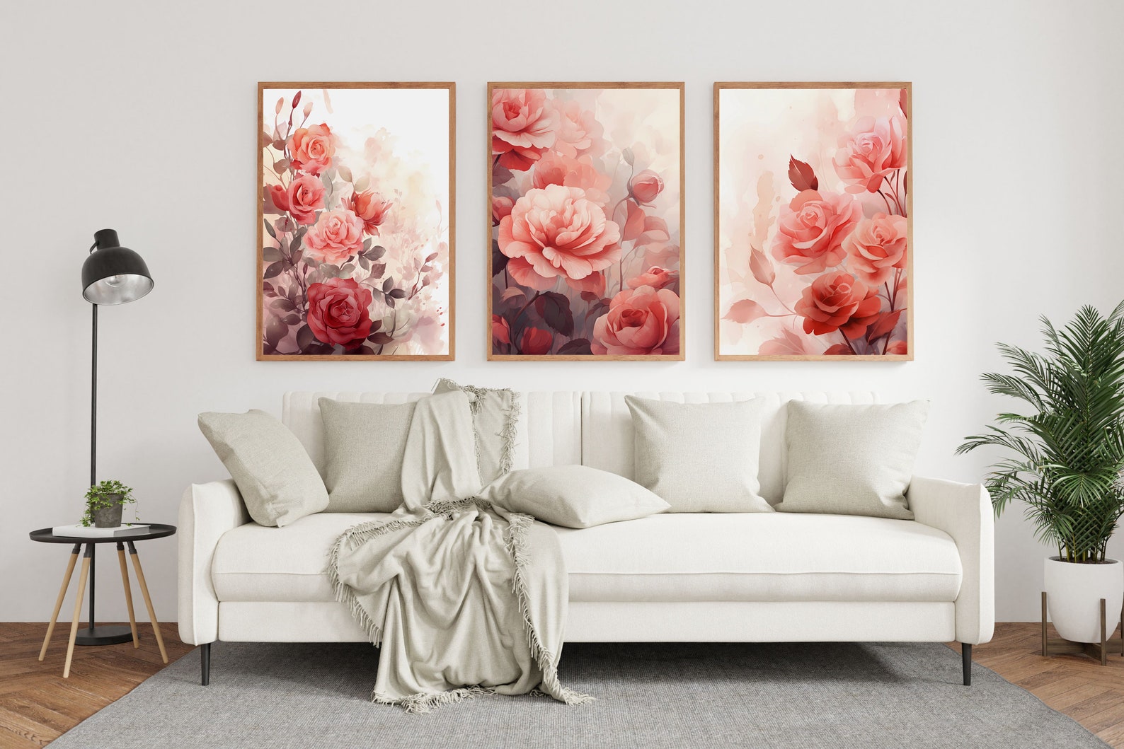 Elegant Pink Rose Digital Art Set | Floral Wall Art | Botanical Prints ...